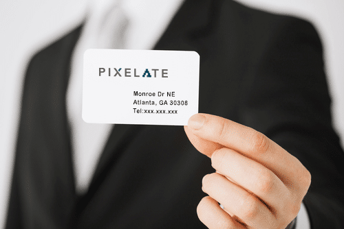 Businessman holding a business card